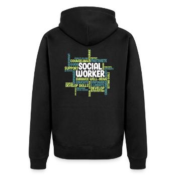 Travailleurs sociaux - Veste à capuche bio Premium Unisexe - noir - Dos - Nico (187cm)