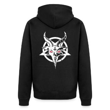 Satanism Satan Cross Lucifer Devil Gift - Unisex Premium Organic Zip Hoodie - black - Back - Nico (187cm)