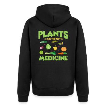 Vegan - Unisex Premium Organic Zip Hoodie - black - Back - Nico (187cm)