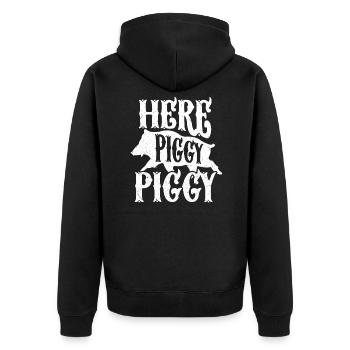 Jagd Jäger Wild Wald Jagen Wildschwein Geschenk - Unisex Premium Bio Zip Hoodie - Schwarz - Hinten - Nico (187cm)