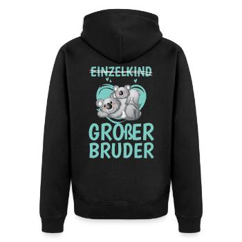 Großer Bruder - Koala - Unisex Premium Bio Zip Hoodie - Schwarz - Hinten - Nico (187cm)
