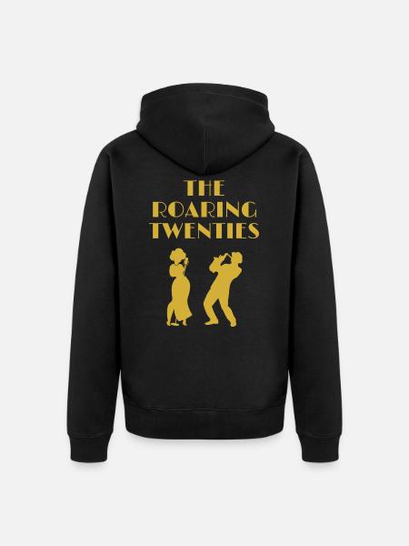 Ryczące lata dwudzieste Jazz Age 1920 Złote lata 20. - Ekologiczna rozpinana bluza z kapturem Premium unisex - czarny