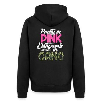 Jagd Jägerin Wild Wald Jagen Hirsch Natur Geschenk - Unisex Premium Bio Zip Hoodie - Schwarz - Hinten - Nico (187cm)