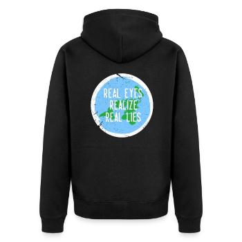 Flat Earth Flat Earth Conspiracy Gift - Unisex Premium Organic Zip Hoodie - black - Back - Nico (187cm)