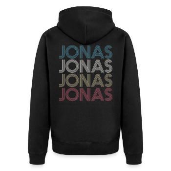 Jonas - Unisex Premium Bio Zip Hoodie - Schwarz - Hinten - Nico (187cm)