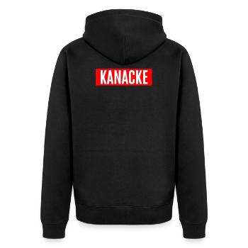 Kanacke - Kanake, Kannacke, Türke, Türkenslang - Unisex Premium Bio Zip Hoodie - Schwarz - Hinten - Nico (187cm)