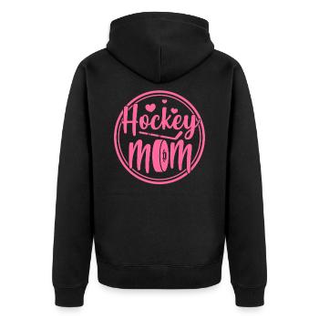 Eishockey Mutter Hockey Mom Muttertag Geschenk - Unisex Premium Bio Zip Hoodie - Schwarz - Hinten - Nico (187cm)