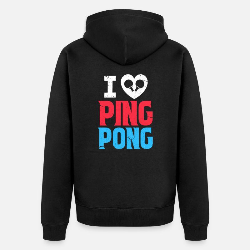 Pingpong - Unisex Premium Bio Zip Hoodie - Schwarz