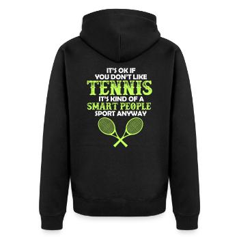 Tennis Tennispieler Tennisschläger Tennisplatz - Unisex Premium Bio Zip Hoodie - Schwarz - Hinten - Nico (187cm)