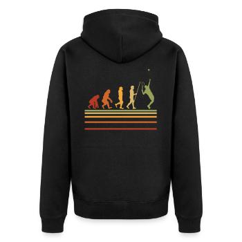 Tennis Evolution Retro Tennisspieler Geschenk - Unisex Premium Bio Zip Hoodie - Schwarz - Hinten - Nico (187cm)
