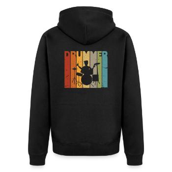 Drummer - Unisex Premium Bio Zip Hoodie - Schwarz - Hinten - Nico (187cm)