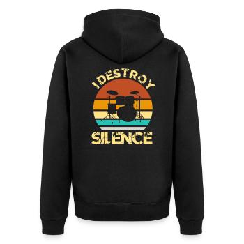 Drummer Drummer Drummer Retro Gift - Unisex Premium Organic Zip Hoodie - black - Back - Nico (187cm)