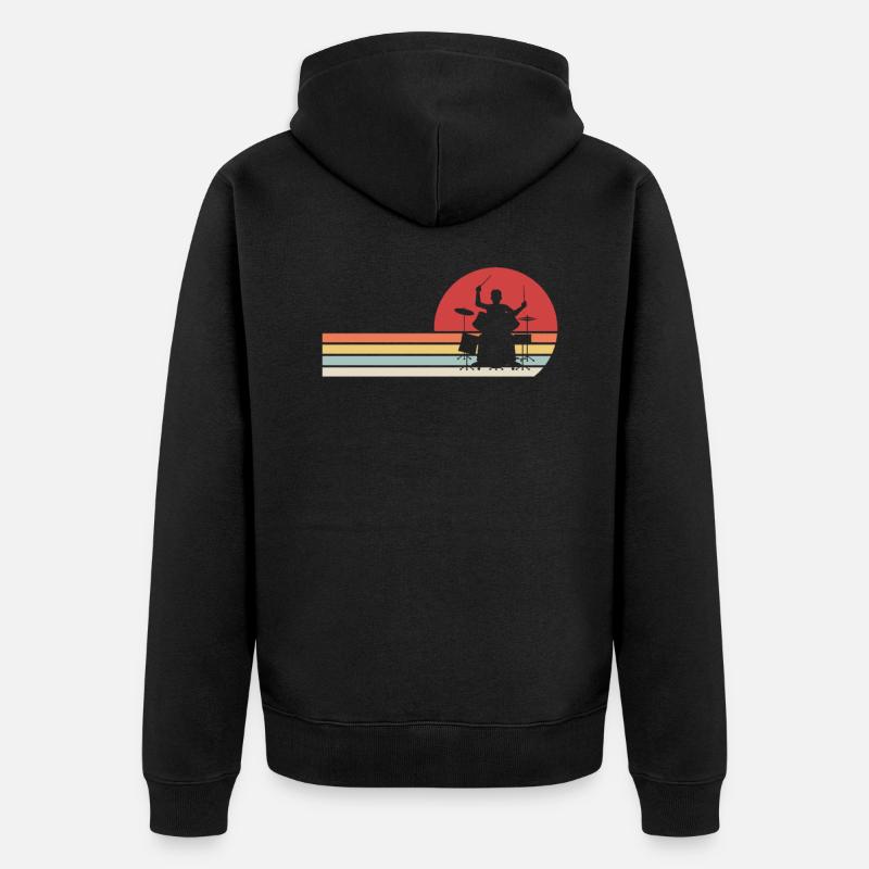 Drummer Retro - Unisex Premium Bio Zip Hoodie - Schwarz