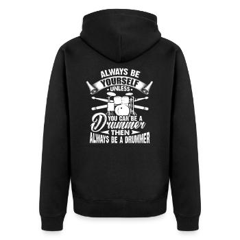 Drummer drummer drums band gift - Unisex Premium Organic Zip Hoodie - black - Back - Nico (187cm)