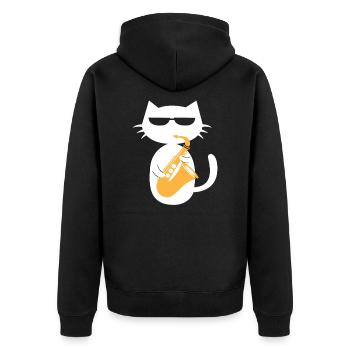 Saxophone Cat Saxophoniste Jazz Musicien Cadeau - Veste à capuche bio Premium Unisexe - noir - Dos - Nico (187cm)