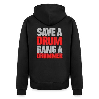 Drummer - Unisex Premium Bio Zip Hoodie - Schwarz - Hinten - Nico (187cm)
