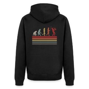 Saxophon Evolution Saxophonist Musiker Geschenk - Unisex Premium Bio Zip Hoodie - Schwarz - Hinten - Nico (187cm)