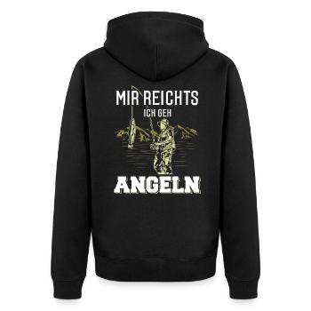Mir reichts ich geh angeln - Unisex Premium Bio Zip Hoodie - Schwarz - Hinten - Nico (187cm)
