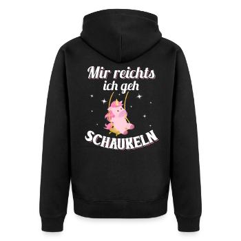 Mir reichts ich geh schaukeln - Unisex Premium Bio Zip Hoodie - Schwarz - Hinten - Nico (187cm)