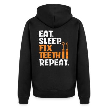 Zahnarzt - Unisex Premium Bio Zip Hoodie - Schwarz - Hinten - Nico (187cm)