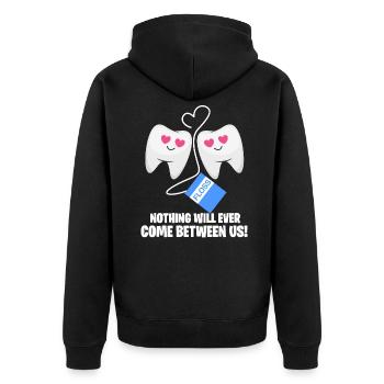 Zähne - Unisex Premium Bio Zip Hoodie - Schwarz - Hinten - Nico (187cm)