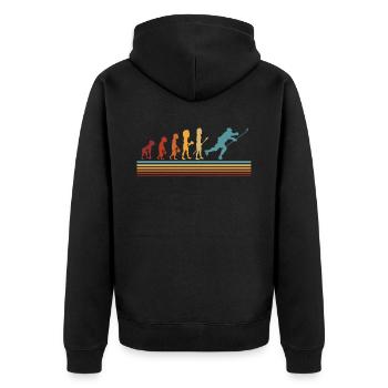 Eishockey Evolution - Unisex Premium Bio Zip Hoodie - Schwarz - Hinten - Nico (187cm)
