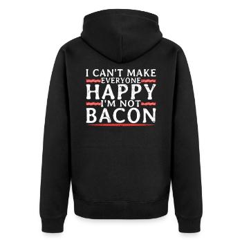 Bacon - Unisex Premium Bio Zip Hoodie - Schwarz - Hinten - Nico (187cm)