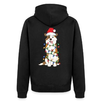 Weihnachtsbaum-Licht Santa Dog der französischen Bulldogge - Unisex Premium Bio Zip Hoodie - Schwarz - Hinten - Nico (187cm)