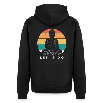Buddha Meditation Buddhism Yoga Gift - Unisex Premium Organic Zip Hoodie - black - Back - Nico (187cm)