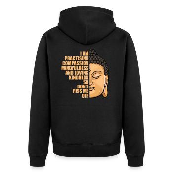 Buddha - Unisex Premium Bio Zip Hoodie - Schwarz - Hinten - Nico (187cm)