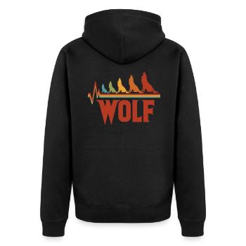 Wolf Herzschlag Wölfe Puls Wolfpack Geschenk - Unisex Premium Bio Zip Hoodie - Schwarz - Hinten - Nico (187cm)