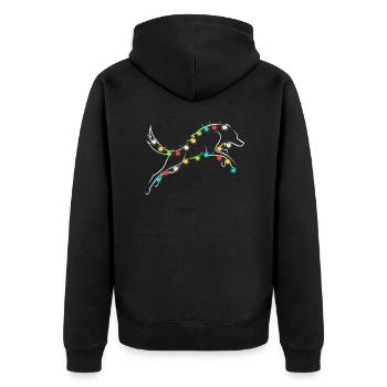 Wolf Christmas Weihnachten Wölfe Wolfpack - Unisex Premium Bio Zip Hoodie - Schwarz - Hinten - Nico (187cm)