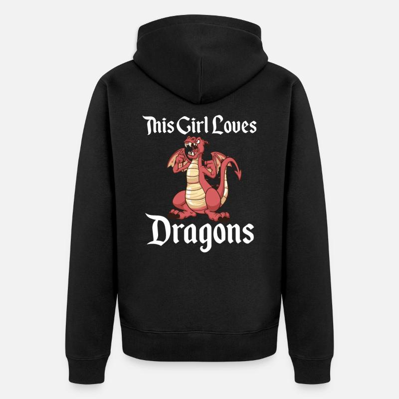 Dragon Dragons Cadeaux dragons - Veste à capuche bio Premium Unisexe - noir