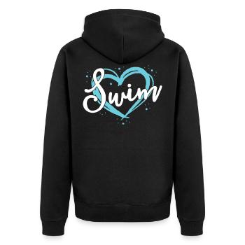 Amour Natation Maillot Équipe de Natation Heart Lover Blue - Veste à capuche bio Premium Unisexe - noir - Dos - Nico (187cm)