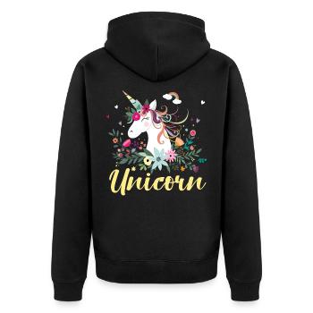 Licorne Licorne et Licornes - Veste à capuche bio Premium Unisexe - noir - Dos - Nico (187cm)