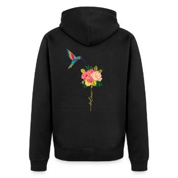 humming-bird - Unisex Premium Organic Zip Hoodie - black - Back - Nico (187cm)