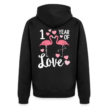 Anniversaire assorti avec Flamingo d'un an - Veste à capuche bio Premium Unisexe - noir - Dos - Nico (187cm)