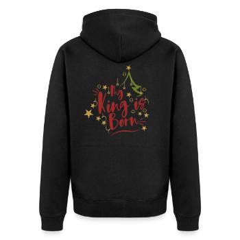 My King is born. My king is born. Xmas - Unisex Premium Organic Zip Hoodie - black - Back - Nico (187cm)