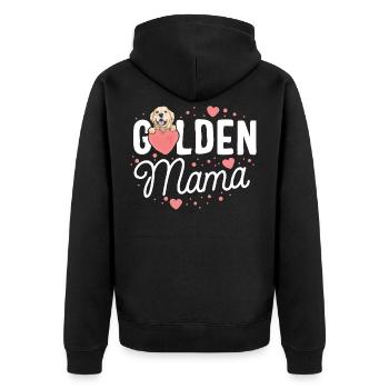 Golden Retriever Mama Gift Heart Lover Mom Mother - Unisex Premium Organic Zip Hoodie - black - Back - Nico (187cm)