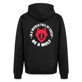 Wolf Wölfe Wolfpack Natur Werwolf Geschenk - Unisex Premium Bio Zip Hoodie - Schwarz - Hinten - Nico (187cm)