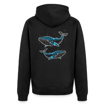 Deux baleines - Veste à capuche bio Premium Unisexe - noir - Dos - Nico (187cm)