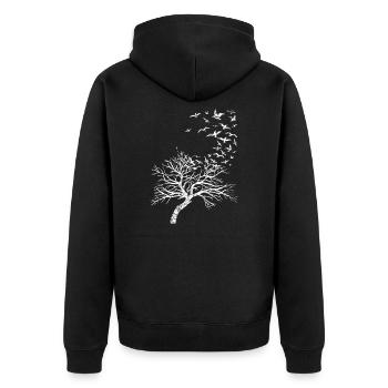OISEAUX - OISEAUX - ARBRE - NATURE - Veste à capuche bio Premium Unisexe - noir - Dos - Nico (187cm)