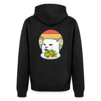 Smudge the Cat Meme Cat Woman Yelling At A Cat - Unisex Premium Organic Zip Hoodie - black - Back - Nico (187cm)