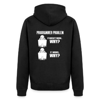 Programmierer - Unisex Premium Bio Zip Hoodie - Schwarz - Hinten - Nico (187cm)