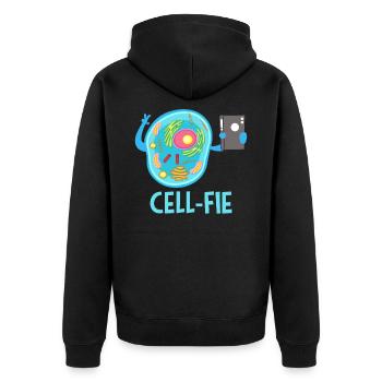 Biologie Zelle - Unisex Premium Bio Zip Hoodie - Schwarz - Hinten - Nico (187cm)