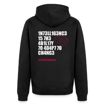 Wissenschaft Intelligenz - Unisex Premium Bio Zip Hoodie - Schwarz - Hinten - Nico (187cm)