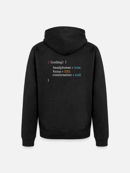 Coder Programmierer Code Nerd Informatik Geschenk - Unisex Premium Bio Zip Hoodie - Schwarz