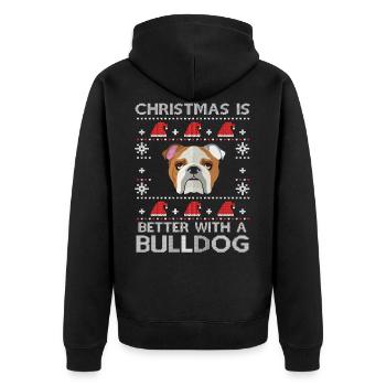 Christmas is better with a bulldog ugly christmas - Unisex Premium Organic Zip Hoodie - black - Back - Nico (187cm)