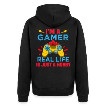 I ma gamer gaming and streamer - Unisex Premium Organic Zip Hoodie - black - Back - Nico (187cm)