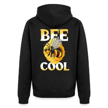 Bee Cool coole Biene Bienen Honig Imker - Unisex Premium Bio Zip Hoodie - Schwarz - Hinten - Nico (187cm)